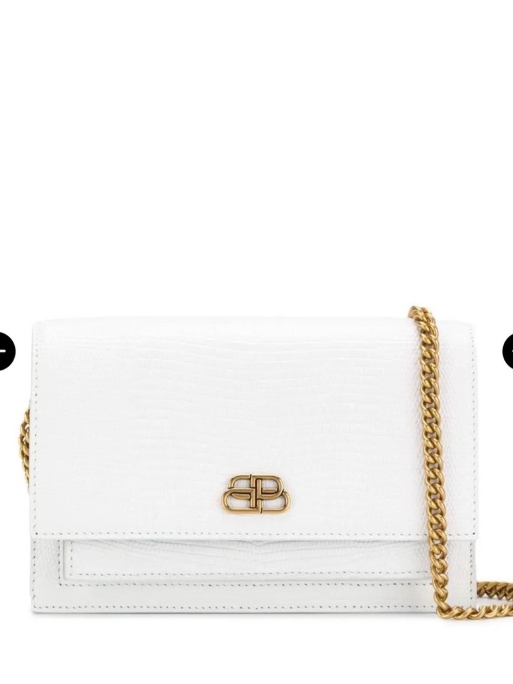 Balenciaga White BB Chain Wallet with Gold Chain